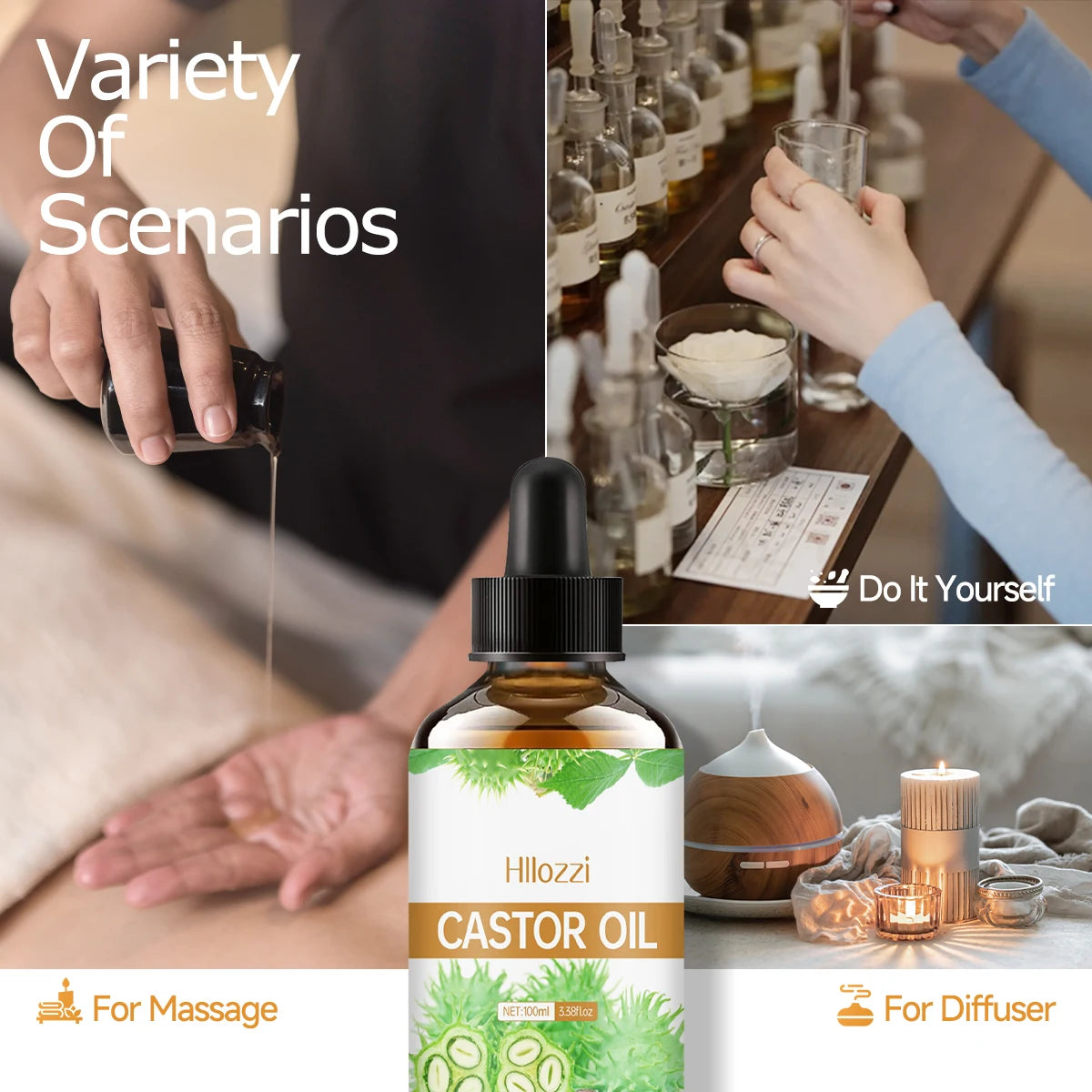 Rizinusöl – 100 % Reines Naturöl für Haare, Wimpern & Haut